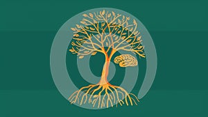 Mind-Body Connection Illustrated with Brain-Root Tree