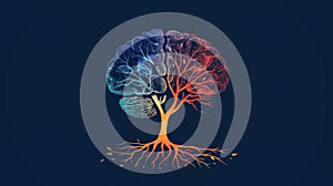 Mind-Body Connection Illustrated with Brain-Root Tree