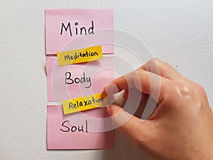 Mind Body Soul. Meditation and Relaxation. Mindfulness and healthy lifestyle. Healthy life.