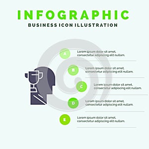 Mind, Brian, Award, Head Solid Icon Infographics 5 Steps Presentation Background