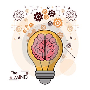 The mind bulb brain gears idea intelligence design