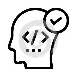 Mind coding vector line icon