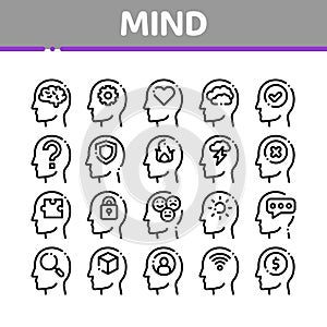 Mind Collection Elements Signs Vector Icons Set