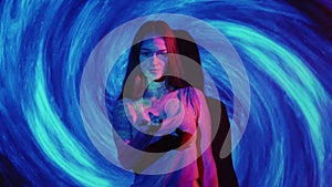 mind control hypnosis therapy neon woman spiral