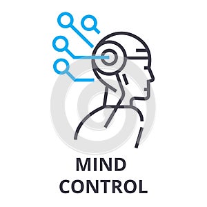 Mind control thin line icon, sign, symbol, illustation, linear concept, vector