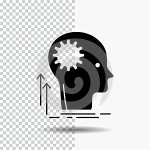 Mind, Creative, thinking, idea, brainstorming Glyph Icon on Transparent Background. Black Icon