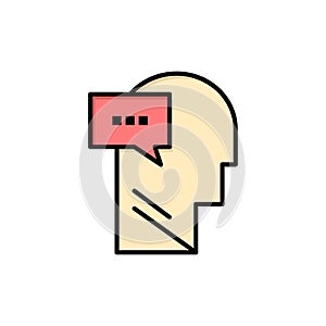 Mind, Dialog, Inner, Head  Flat Color Icon. Vector icon banner Template