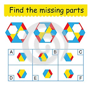Mind game. Task for the development of logic for children. Find the missing pieces.
