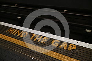 `Mind the Gap` Sign located in the London Underground