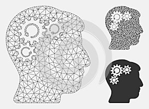 Mind Gear Rotation Vector Mesh Network Model and Triangle Mosaic Icon