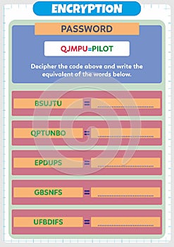 Mind gym with encrypting activity for kids