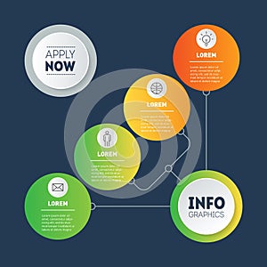 Mind map. Business presentation concept with 4 options. Web design template with button