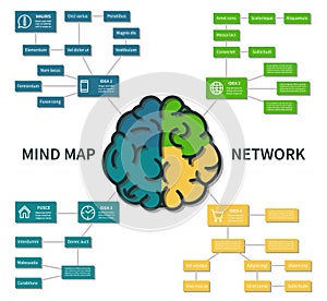 Mind map infographic. Abstract brain thinking process scheme, business steps planning vector concept