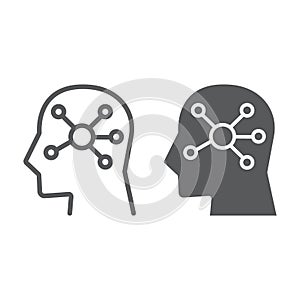 Mind Map line and glyph icon, data