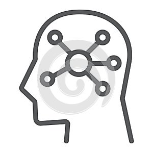 Mind Map line icon, data and analytics