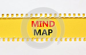 Mind map symbol. Concept words Mind map on beautiful yellow paper on beautiful white background. Business, support, motivation,