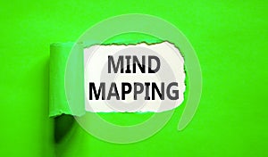 Mind mapping symbol. Concept words Mind mapping on beautiful white paper on a beautiful green background. Business, support,