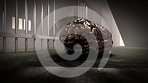 The mind of monster inside prison cell 3d rendering