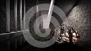 The mind of monster inside prison cell 3d rendering