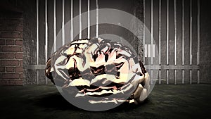 The mind of monster inside prison cell 3d rendering
