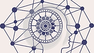 Mind & Network Connections, Abstract Intellectual Tech, vector design Generative AI