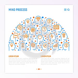 Mind process concept in half circle
