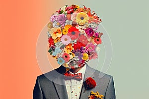 Mind& x27;s Bouquet: A Surreal Floral Portrait of a Young Woman, Symbolizing Health and Beauty With Creative and