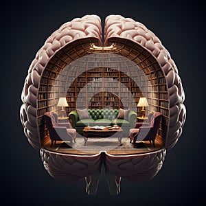 The Mind's Library: Brain as a Study Room - AI Generated Concept