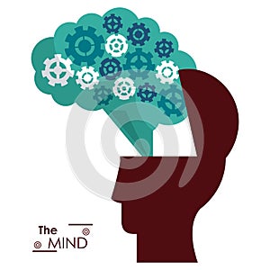The mind silhouette head brain gears success