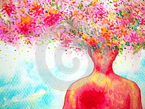 Mind spiritual human body head flower bloom love happy positive mental health imagine inspiring energy emotion holistic connect