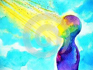 Mind spiritual human head abstract art watercolor painting illustration design hand drawn
