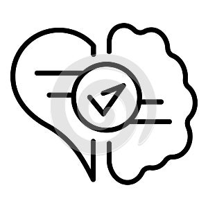 Mind vs heart icon outline vector. Brain mental