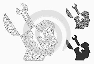 Mind Wrench Tools Vector Mesh Network Model and Triangle Mosaic Icon
