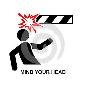 Mind your head warning caution isolated on background