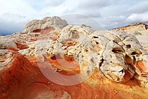 Mindblowing shapes and colors of moonlike sandstone formations in White Pocket, Arizona, USA