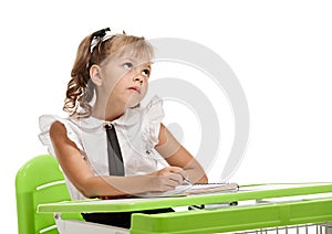 Minded schoolgirl at the desk