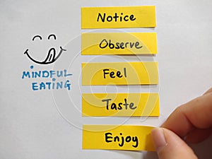 Mindful eating awareness. Mindfulness lifestyle.