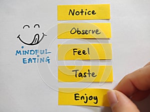 Mindful eating awareness. Mindfulness lifestyle. photo