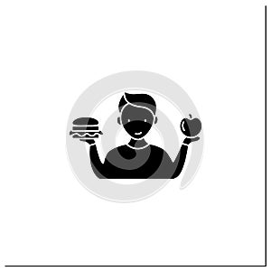 Mindful eating glyph icon