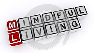 Mindful living word on white