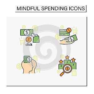 Mindful spendings color icons set