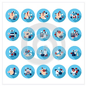 Mindful spendings flat icons set