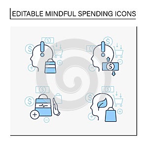 Mindful spendings line icons set