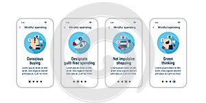 Mindful spendings onboarding mobile app screens