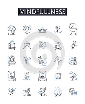 Mindfullness line icons collection. Promote, Marketing, Branding, Commercial, Promotional, Advertorial, Publicity vector