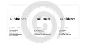 Mindfulness, fulfillment and confidence, vector