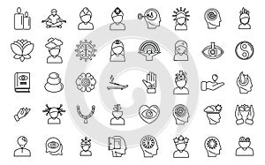 Mindfulness icons set outline vector. Mind relax