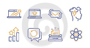 Mindfulness stress, Refresh mail and Sales diagram icons set. Vector