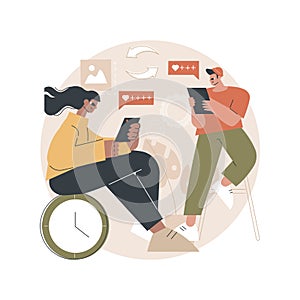 Mindlessly scrolling abstract concept vector illustration.