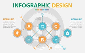 Mindmap diagram with five options. Process diagram, flow chart, editable template.